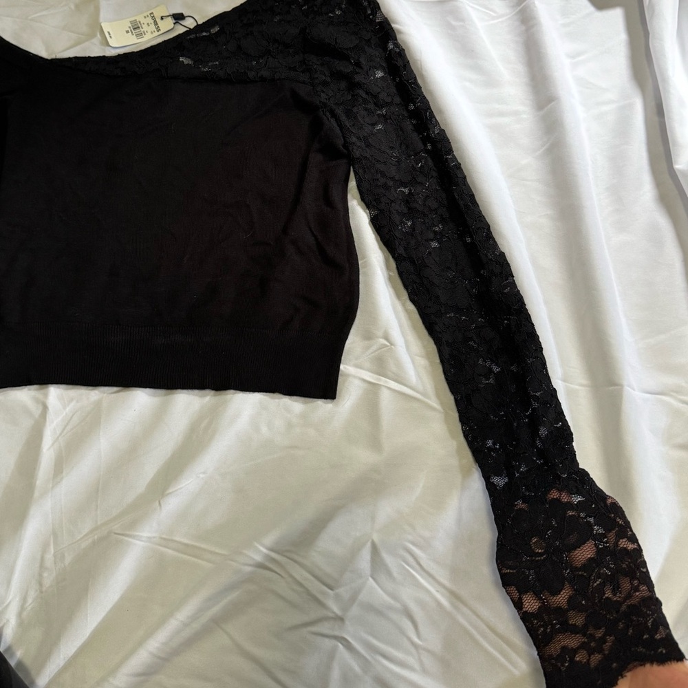 Express crop top off the shoulder sweater